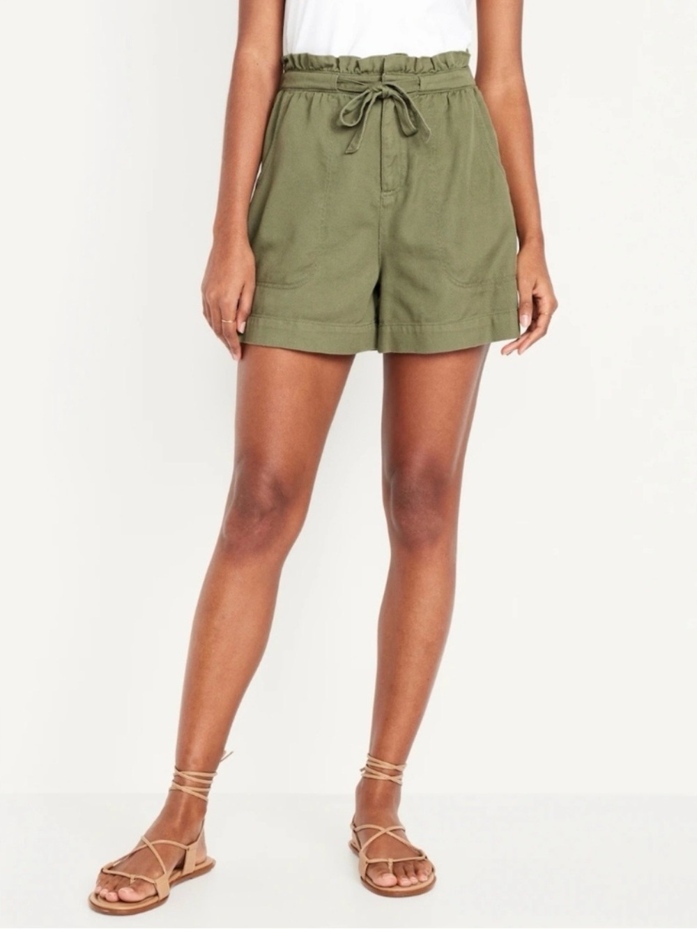 Old Navy - Size XL - Casual Paperbag Waist Olive Green Women's Shorts